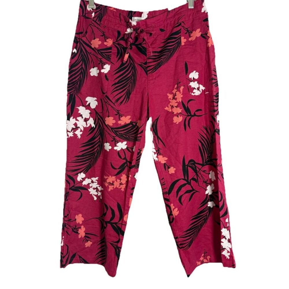 Liz Claiborne Red Bud Tropical Pull On Pants Size‎ M Comfort Summer Resort Wear